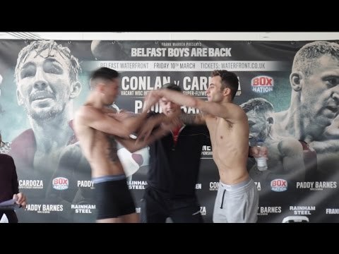 HEADS IN! TYRONE McKENNA v JAKE HANNEY SEPARATED AT WEIGH IN & TOLD TO BEHAVE / BELFAST BOYS