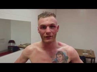 JACK ARNFIELD REACTS TO WINNING BATTLE OF BLACKPOOL WITH POINTS WIN OVER BRIAN ROSE IN MANCHESTER