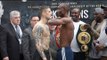 JULIUS INDONGO TAUNTS RICKY BURNS WITH CUT-THROAT SIGN - FULL WEIGH IN FROM GLASGOW /BURNS v INDONGO