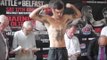 TYRONE McKENNA STEPS ON THE SCALE IN FRONT OF ADORING BELFAST CROWD / BATTLE OF BELFAST