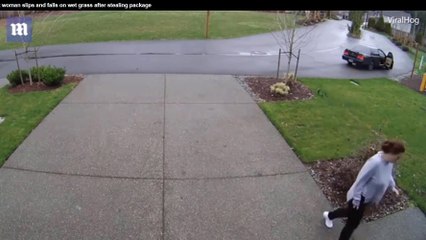 Elle se casse la jambe en volant un colis devant une maison !