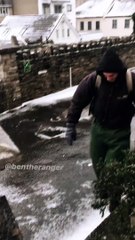 Slips and Slides but Stays On His Feet