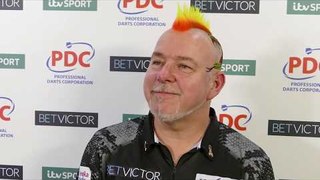 Peter Wright after his 10-9 win over Adrian Lewis | BetVictor Masters 2019