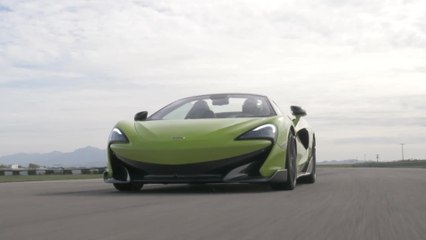 McLaren 600LT Spider in Lime Green on the track