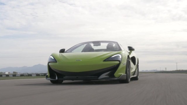 McLaren 600LT Spider in Lime Green on the track
