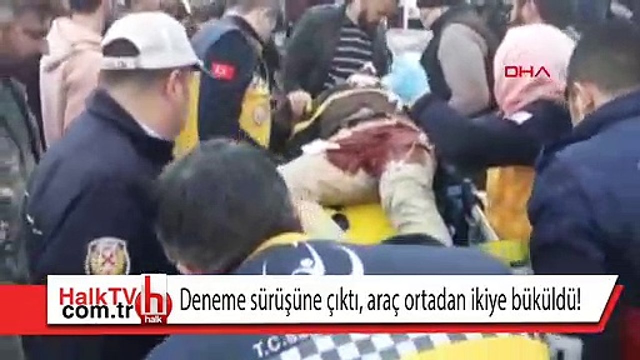 Deneme sürüşüne çıktı, araç ortadan ikiye büküldü!