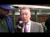 FRANK WARREN BRIEF POST-FIGHT REACTION TO SAUNDERS v HALL SHOW @ YORK HALL (INTERVIEW)