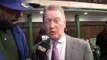 FRANK WARREN BRIEF POST-FIGHT REACTION TO SAUNDERS v HALL SHOW @ YORK HALL (INTERVIEW)