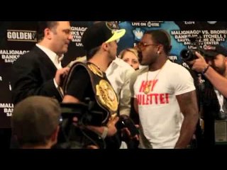 PAULIE MALIGNAGGI & ADRIEN BRONER IN HEATED FACE OFF @ PRESS CONFERENCE / iFILM LONDON