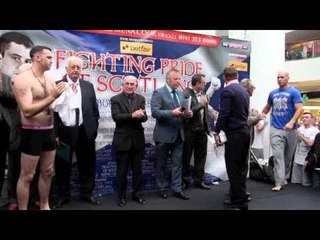 STEPHEN SIMMONS v MICHAEL SWEENEY - OFFICIAL WEIGH IN / iFILM LONDON / FIGHTING PRIDE OF SCOTLAND
