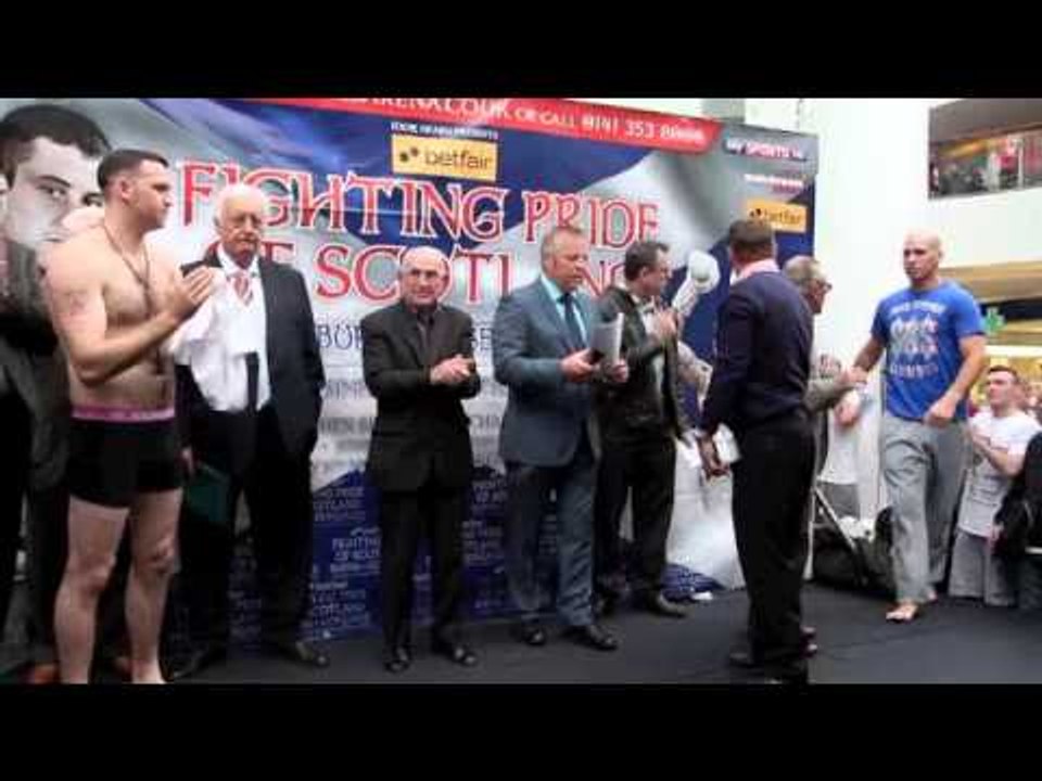 STEPHEN SIMMONS v MICHAEL SWEENEY - OFFICIAL WEIGH IN / iFILM LONDON / FIGHTING PRIDE OF SCOTLAND