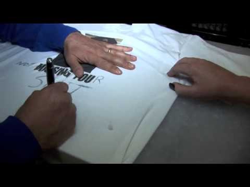 ADAM BOOTH GETS HIS HANDS ON THE 'MISSING YOU TRIBUTE T SHIRT & DRAWS HIS OWN MESSAGE-