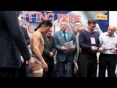 JOHN SIMPSON v CHOI TSEVEENPUREV - OFFICIAL WEIGH-IN / iFILM LONDON / FIGHTING PRIDE OF SCOTLAND