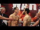 DERRY MATHEWS v CURTIS WOODHOUSE - OFFICIAL WEIGH IN - FOR 'WAR' (@ LIVERPOOL OLYMPIA)