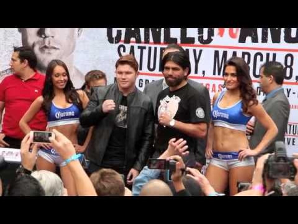 SAUL 'CANELO' ALVAREZ v ALFREDO ANGULO - HEAD TO HEAD @ L.A PRESS CONFERNECE - TOE TO TOE