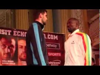 CHARLES ADAMU 'SHOVES' ROCKY FIELDING AT HEAD TO HEAD - FINAL PRESS CONFERENCE - MERSEY BEAT