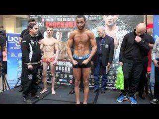 KID GALAHAD v SERGIO PRADO - OFFICIAL WEIGH IN FROM MEADOWHALL (SHEFFIELD)