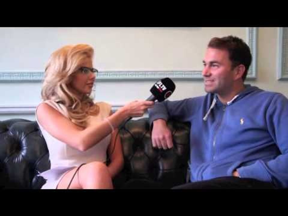 STUNNING MODEL HANNAH ELIZABETH INTERVIEWS PROMOTER EDDIE HEARN.