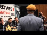 WBC CHAMPION SAKIO BIKA CHALLENGES CARL FROCH DURING POST FIGHT PRESS CONF. / FROCH v GROVES 2