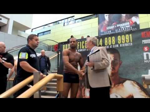 BOB AJISAFE v MATTY CLARKSON WEIGH IN & HEAD TO HEAD / CHANNEL 5 MAXI NUTRITION FINAL