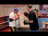 BILLY JOE SAUNDERS EXPLOSIVE PAD WORKOUT WITH JIMMY TIBBS / SAUNDERS v EUBANK JNR