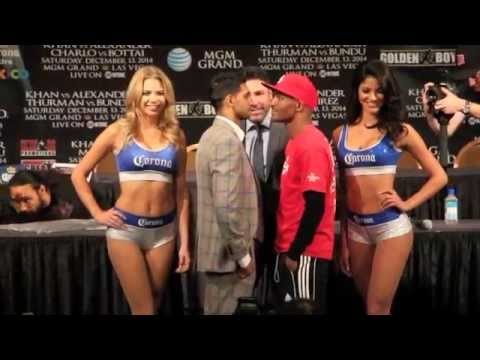 AMIR KHAN & DEVON ALEXANDER FACE OFF AGAINST EACH OTHER @ PRESS CONFERENCE / ROYAL BATTLE