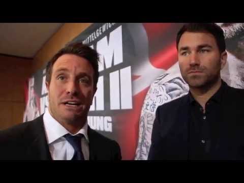 EDDIE HEARN & KALLE SAUERLAND TOGETHER DISCUSSING THE PRO / CONS OF DeGALE v GROVES 2 HAPPENING NOW.