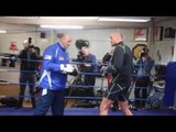 TYSON FURY COMPLETE PAD WORKOUT WITH HIS FATHER JOHN FURY / FURY v HAMMER