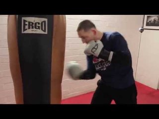 JAZZA DICKENS WORKS OUT ON THE HEAVYBAG AHEAD OF BRITISH TITLE FIGHT / MERSEY BOYS