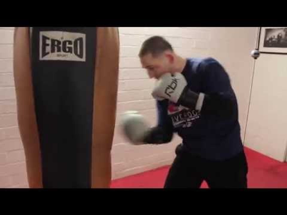 JAZZA DICKENS WORKS OUT ON THE HEAVYBAG AHEAD OF BRITISH TITLE FIGHT / MERSEY BOYS