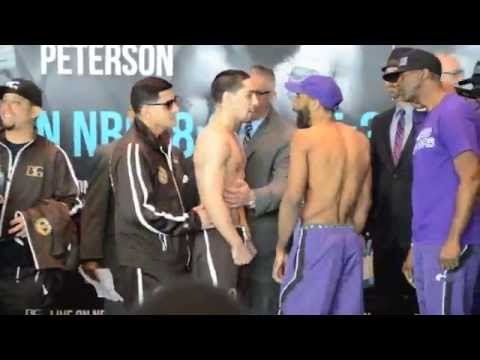 DANNY GARCIA v LAMONT PETERSON - OFFICIAL WEIGH IN & FACE OFF FOOTAGE