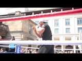 ANTHONY JOSHUA SHADOW BOXING @ OPEN WORKOUT IN COVENT GARDEN AHEAD OF KEVIN JOHNSON CLASH