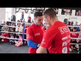 TOMMY COYLE GETS GLOVED BY TRAINER JAMIE MOORE @ OPEN MEDIA DAY : RUMBLE IN THE HUMBER