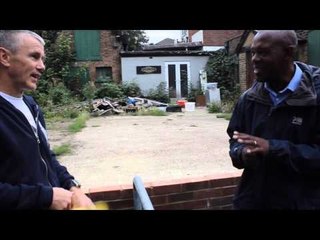 JIM McDONNELL EXPLAINS THE USE OF HIS FAMOUS FOAM PAD STICKS TO BOXING ENTHUSIAST & JAMES DeGALE FAN