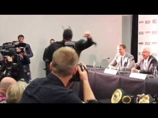 TYSON FURY BURSTS INTO WLADIMIR KLITSCHKO PRESS CONFERENCE DRESSED AS BATMAN !!