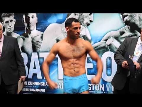 KAL YAFAI v JASON CUNNINGHAM OFFICIAL WEIGH N & FACE OFF / BATTLE OF BRIM