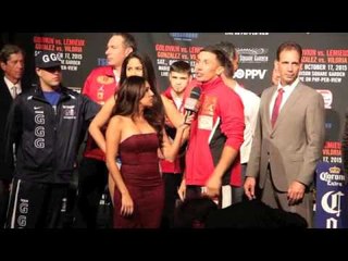 GENNADY GOLOVKIN POST-WEIGH IN INTERVIEW (ON STAGE) AHEAD OF DAVID LEMIEUX UNIFICATION FIGHT