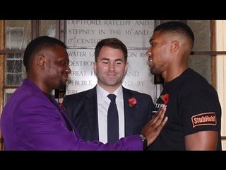 ANTHONY JOSHUA & DILLIAN WHYTE EXCHANGE VERBALS AT FIRST EVER HEAD TO HEAD (INTENSE!)