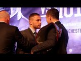 CARL FRAMPTON IS PULLED AWAY FROM SCOTT QUIGG AS HEAD TO HEAD GETS VERY HEATED IN BELFAST!