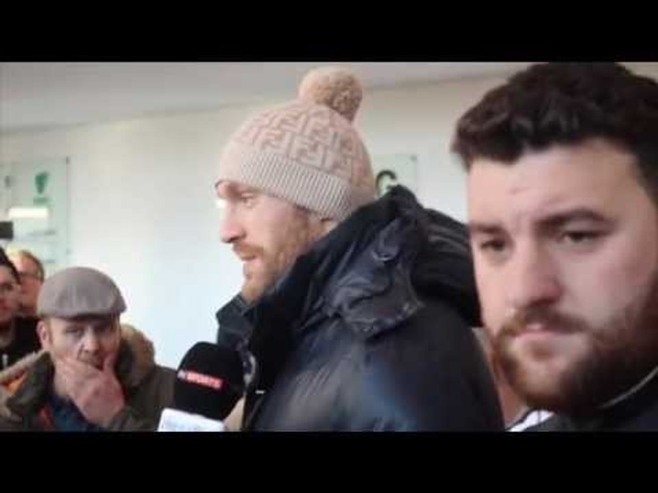 TYSON FURY WITH TEAM FURY / WLADIMIR KLITSCHKO WITH TEAM KLITSCHKO ARRIVE @ WEIGH IN
