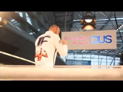 TYSON FURY HAVING A BIT OF FUN WHILST SHADOW BOXING @ DUSSELDORF AIRPORT / KLITSCHKO v FURY