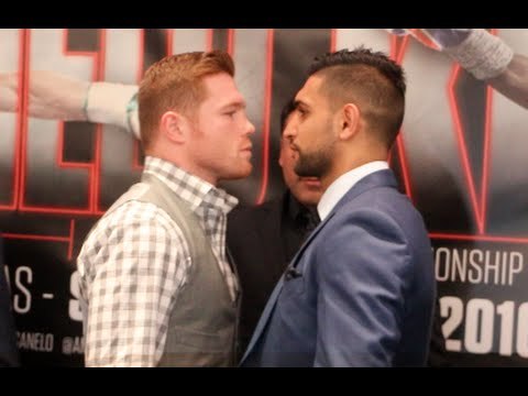 SAUL 'CANELO' ALVAREZ v AMIR KHAN - HEAD TO HEAD @ LONDON PRESS CONFERENCE / CANELO v KHAN