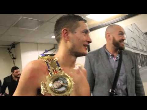 WORLD HEAVYWEIGHT CHAMPION TYSON FURY CONGRATULATES COUSIN HOSEA BURTON AFTER BRITISH TITLE WIN