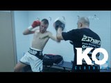HIGHLY RATED AUSTRALIAN MARK LUCAS SMASHES THE PADS & GOES THROUGH HIS PRE FIGHT WARM UP ROUTINE