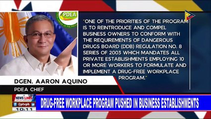 Drug-free workplace program pushed in business establishments