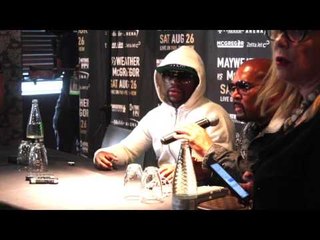 MAYWEATHER FAN BOY GATE CRASHES PRESS CONFERENCE INFURIATING JOURNALIST AS MAYWEATHER EXITS