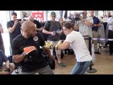 POWER & SPEED! - IRISH SENSATION KATIE TAYLOR SMASHES THE PADS WITH TRAINER ROSS ENAMAIT IN NEW YORK