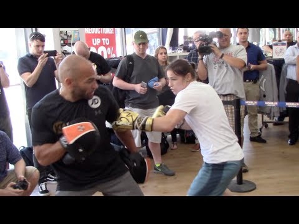 POWER & SPEED! - IRISH SENSATION KATIE TAYLOR SMASHES THE PADS WITH TRAINER ROSS ENAMAIT IN NEW YORK