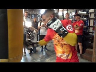 HI TECH STUFF! - VASYL LOMACHENKO SHOWS FEROCIOUS POWER PUNCHING & HAND SPEED ON THE HEAVY BAG -