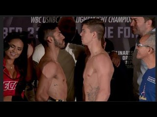 WAR COOLHAND!!! - JORGE LINARES v LUKE CAMPBELL -OFFICIAL WEIGH IN & HEAD TO HEAD (FROM LOS ANGELES)